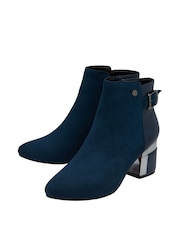 Lotus Navy Blue Heeled Ankle Boots - Image 2 of 4