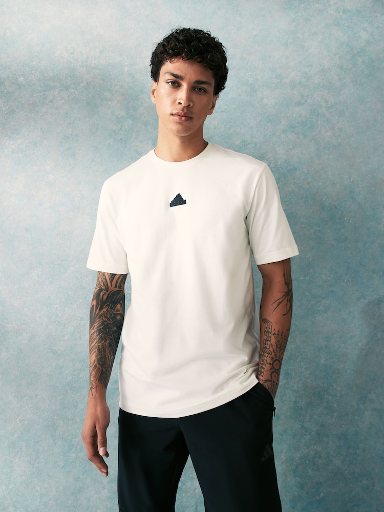 adidas White Home of The 3 Stripes Graphic 100% Cotton T-Shirt - Image 2 of 5