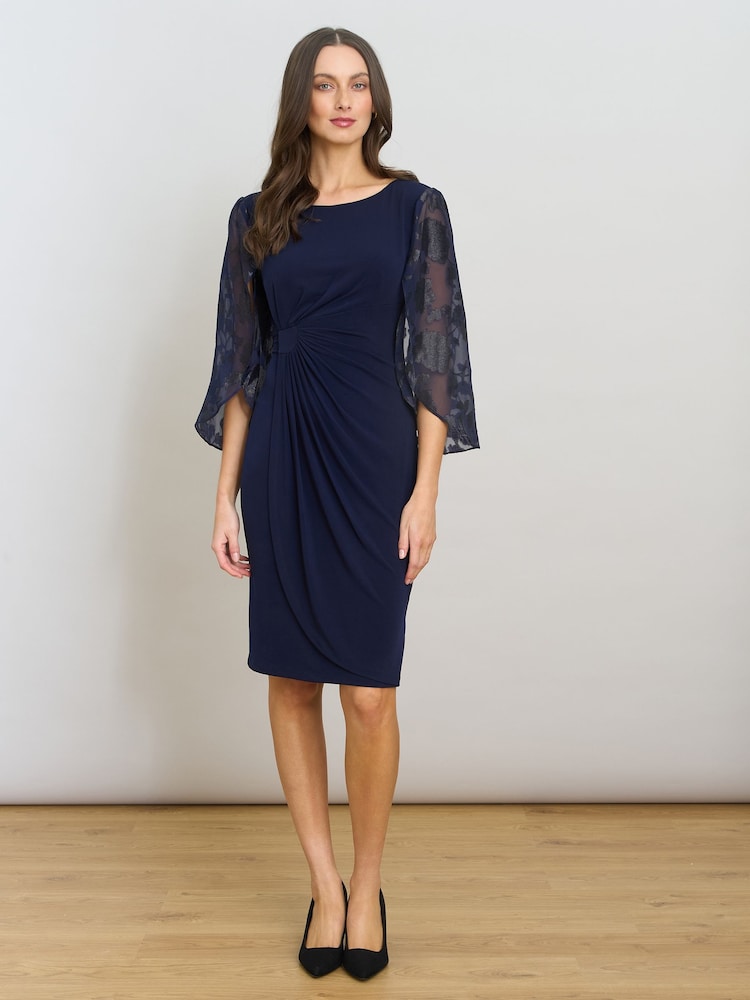Gina Bacconi Blue Helene Lace Sleeve Dress - Image 2 of 10 Gina Bacconi Blue Helene Lace Sleeve Dress - Image 2 of 10
