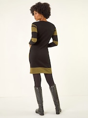 Roman Green Colour Block Knit Dress - Image 3 of 4