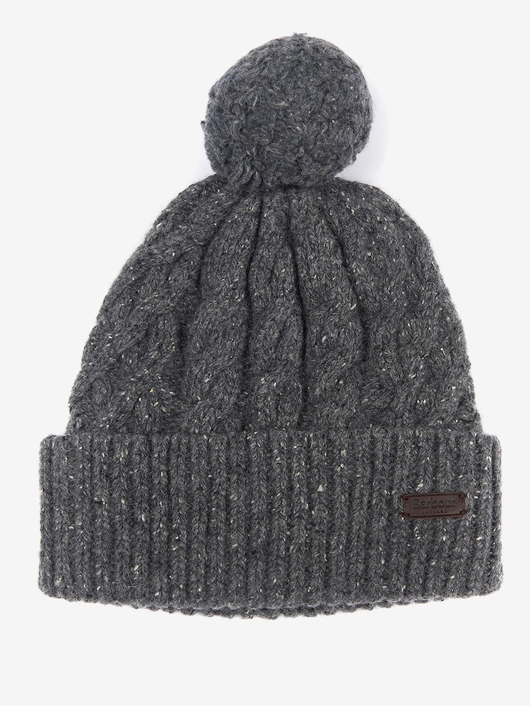 Barbour® Grey Seaton Pom Beanie - Image 1 of 2
