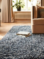 Origins Grey Rocks Shaggy Hand Crafted Rug - Image 1 of 5