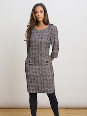 Gina Bacconi Black Janine Textured Shift Dress - Image 1 of 7