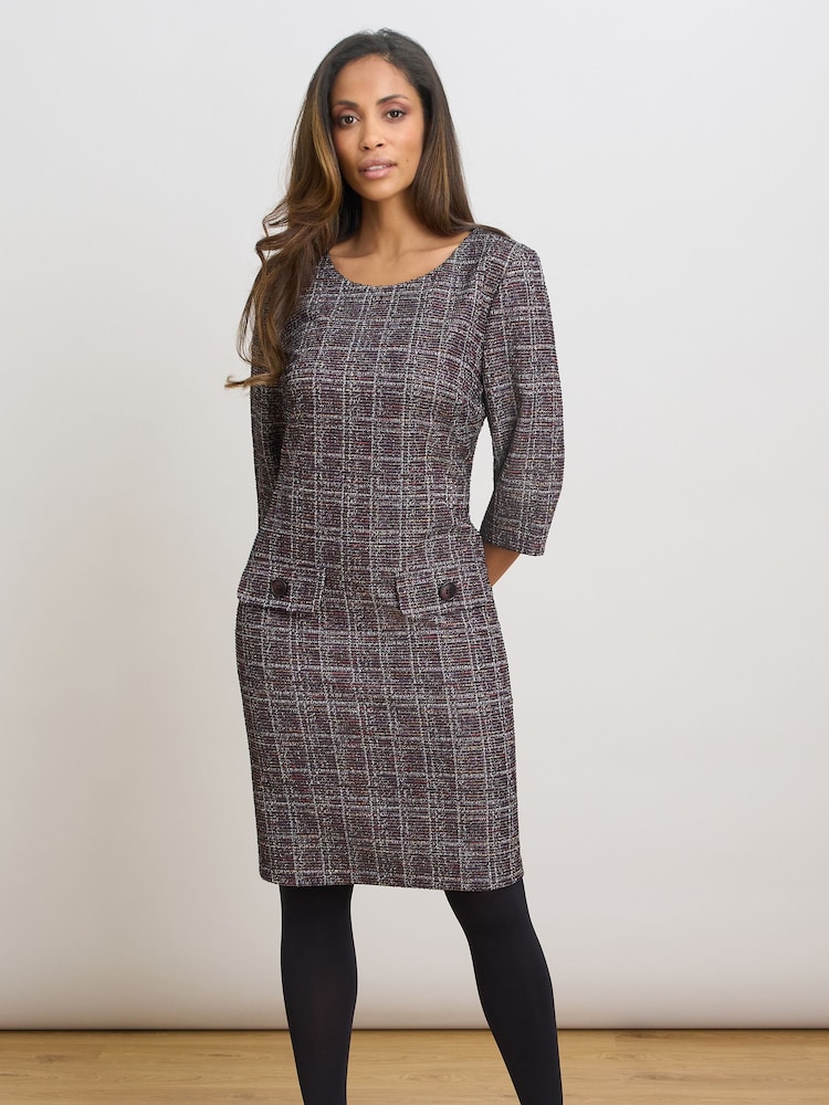 Gina Bacconi Black Janine Textured Shift Dress - Image 1 of 7 Gina Bacconi Black Janine Textured Shift Dress - Image 1 of 7