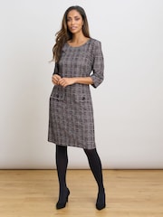 Gina Bacconi Black Janine Textured Shift Dress - Image 3 of 7