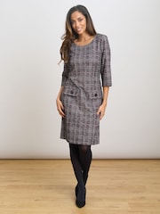 Gina Bacconi Black Janine Textured Shift Dress - Image 4 of 7