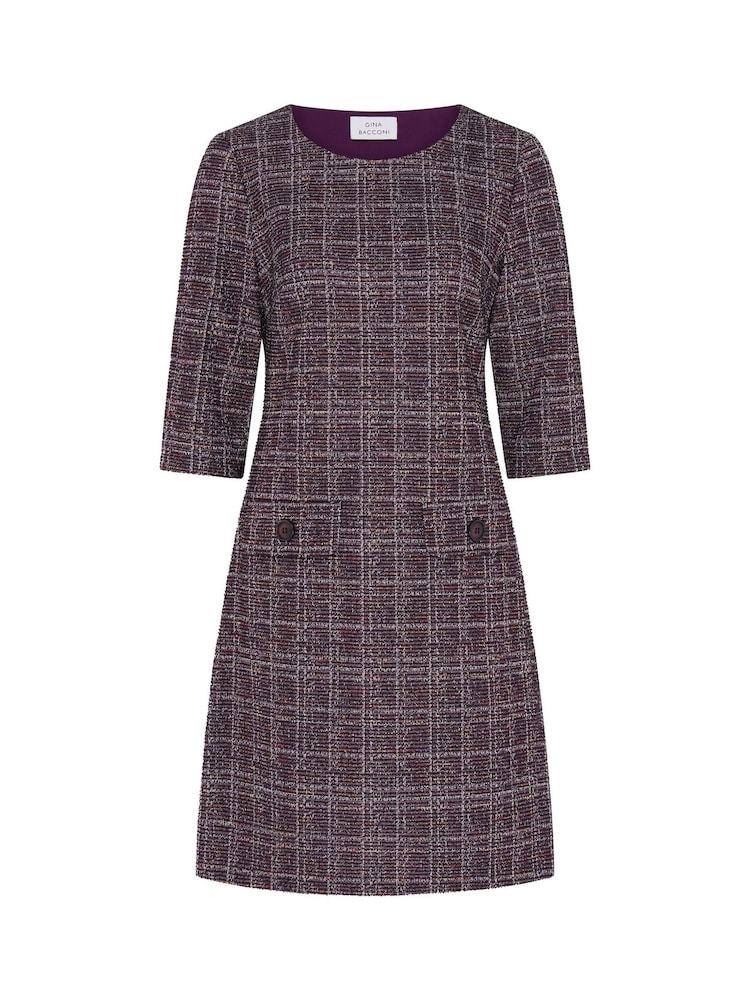 Gina Bacconi Black Janine Textured Shift Dress - Image 7 of 7 Gina Bacconi Black Janine Textured Shift Dress - Image 7 of 7