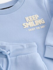Light Blue Slogan 100% Cotton Sweatshirt And Joggers Set (3mths-7yrs) - Image 12 of 12