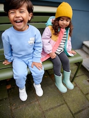 Light Blue Slogan 100% Cotton Sweatshirt And Joggers Set (3mths-7yrs) - Image 7 of 12