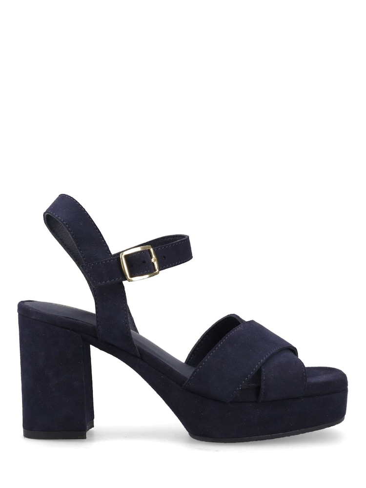 Hush Puppies Blue Ophelia Heel Sandals - Image 1 of 4 Hush Puppies Blue Ophelia Heel Sandals - Image 1 of 4