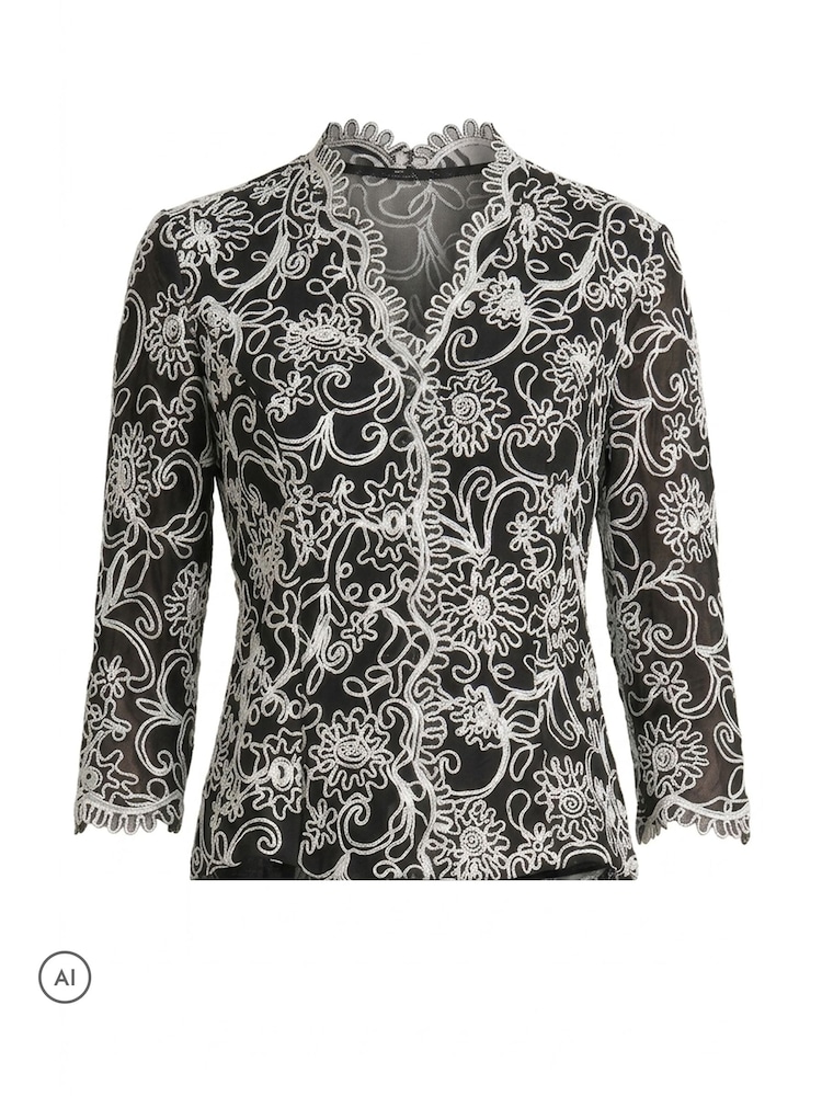 Gina Bacconi Lia Embroidered Blouse With Scallop Detail - Bilde 5 av 5
