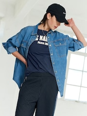 Navy Blue Le Marais Paris City Graphic Short Sleeve Crew Neck Top - Image 3 of 7