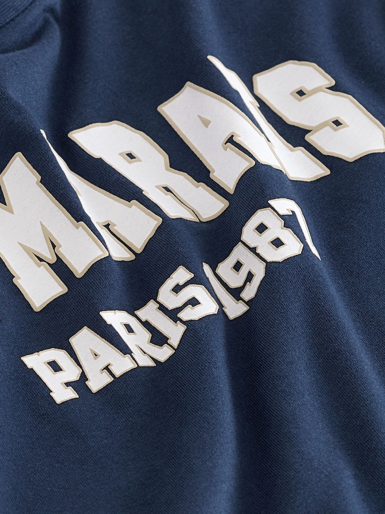 Navy Blue Le Marais Paris City Graphic Short Sleeve Crew Neck Top - Image 7 of 7