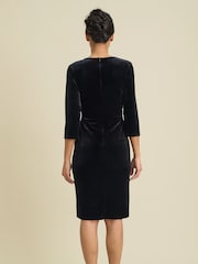 Gina Bacconi Black Rachael Velvet Dress With Gold Trim - Image 2 of 6