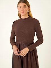 Brun - Roman Peignoir mi-long en jersey de coton extensible - Image 4 de 4