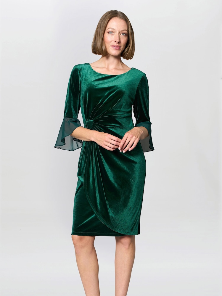 Gina Bacconi Green Diane Velvet Dress - Image 1 of 6 Gina Bacconi Green Diane Velvet Dress - Image 1 of 6