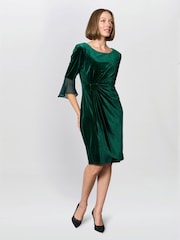 Gina Bacconi Green Diane Velvet Dress - Image 3 of 6