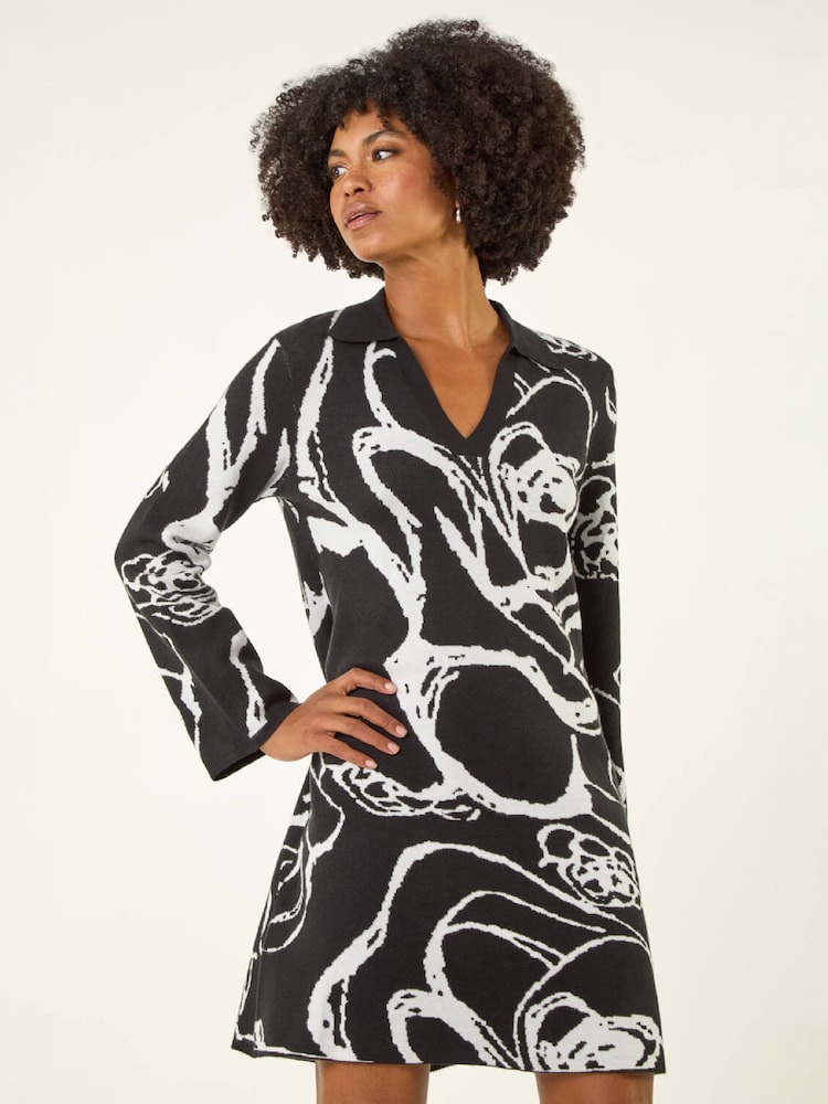 Vestido de punto abstracto con estampado Floral Roman - Imagen 1 de 4