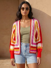 Roman Red Crochet Cardigan - Image 2 of 4