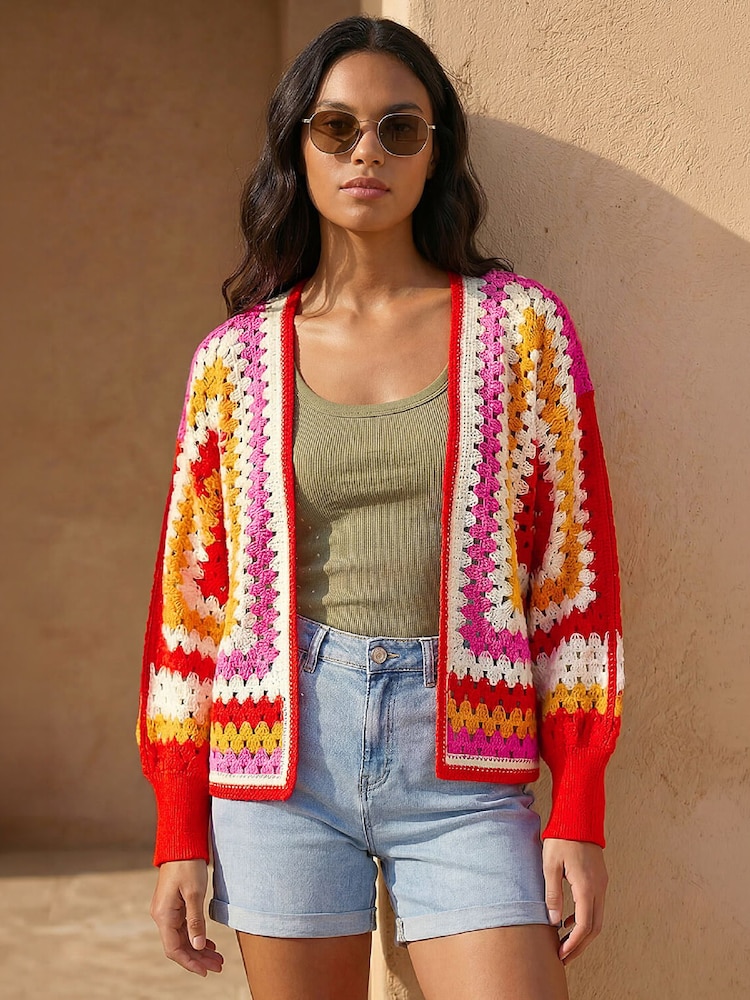 Roman Red Crochet Cardigan - Image 2 of 4