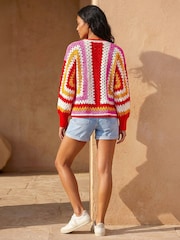 Roman Red Crochet Cardigan - Image 3 of 4