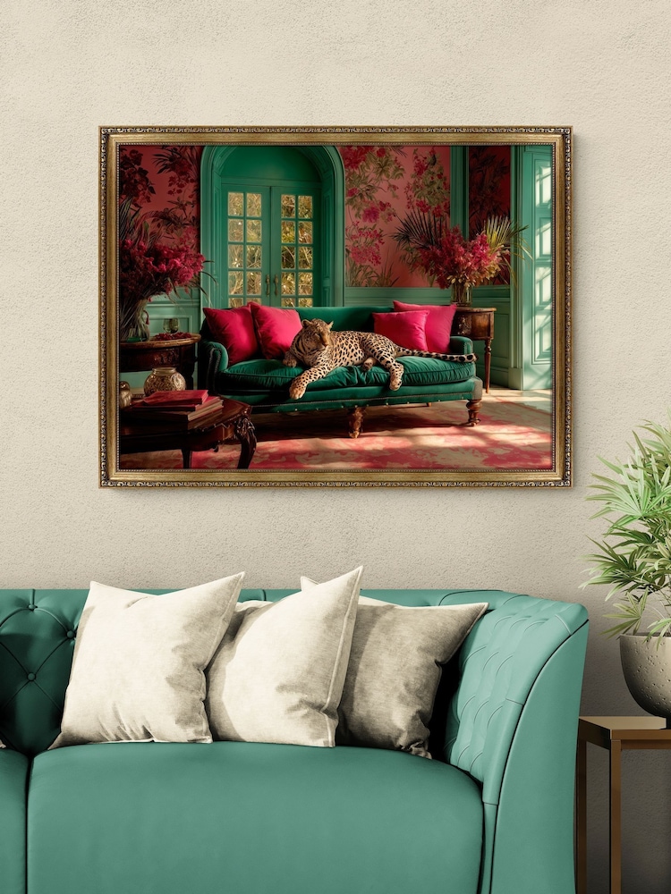 Artko Green The Tropical Lounging Leopard by Framed Art - Image 1 of 3