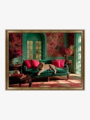 Artko Green The Tropical Lounging Leopard by Framed Art - Image 2 of 3