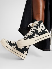 Converse Black/Red Chuck Taylor All Star Lift Star Print Trainers - Image 1 of 13