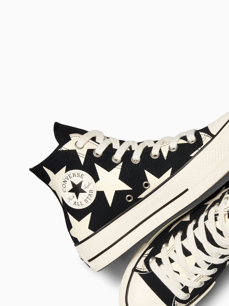 Converse Black/Red Chuck Taylor All Star Lift Star Print Trainers - Image 11 of 13