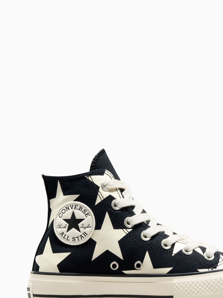 Converse Black/Red Chuck Taylor All Star Lift Star Print Trainers - Image 8 of 13