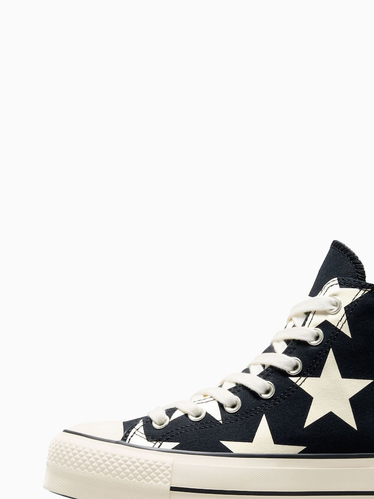 Converse Black/Red Chuck Taylor All Star Lift Star Print Trainers - Image 9 of 13