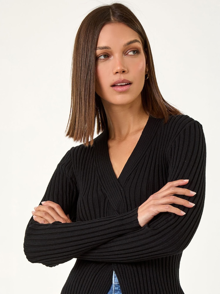Roman Black Cable Split Detail Rib Jumper - Image 4 of 4 Roman Black Cable Split Detail Rib Jumper - Image 4 of 4