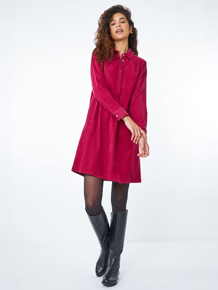 Roman Pink Corduroy Tunic Shirt Dress - Image 2 of 4