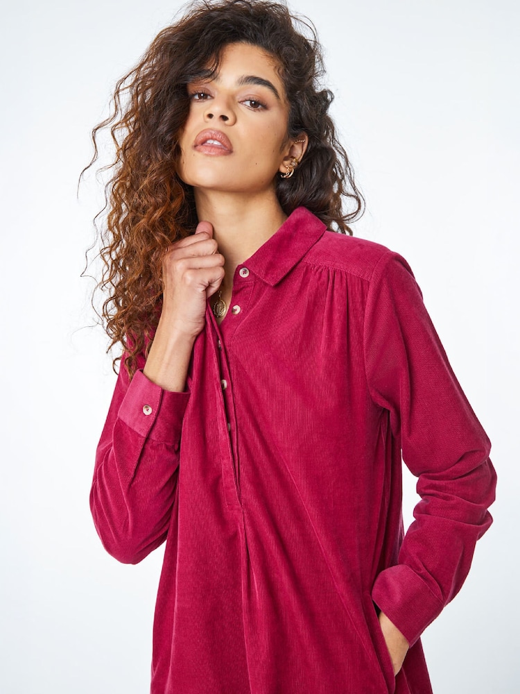 Roman Pink Corduroy Tunic Shirt Dress - Image 4 of 4