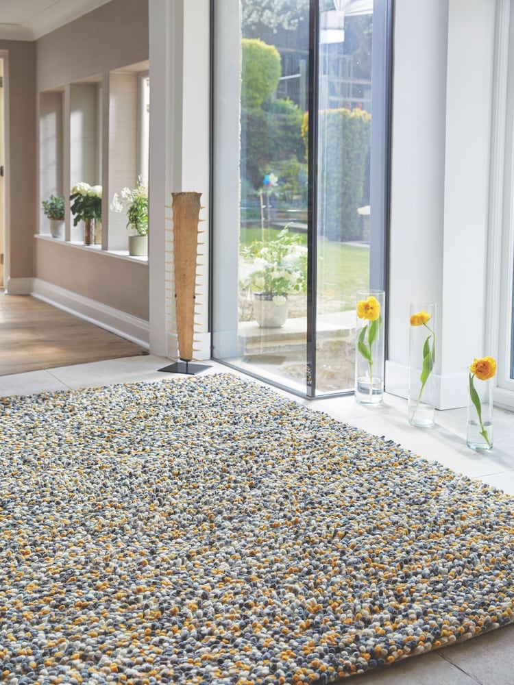 Origins Ochre Yellow Rocks Shaggy Hand Crafted Rug - Image 1 of 2