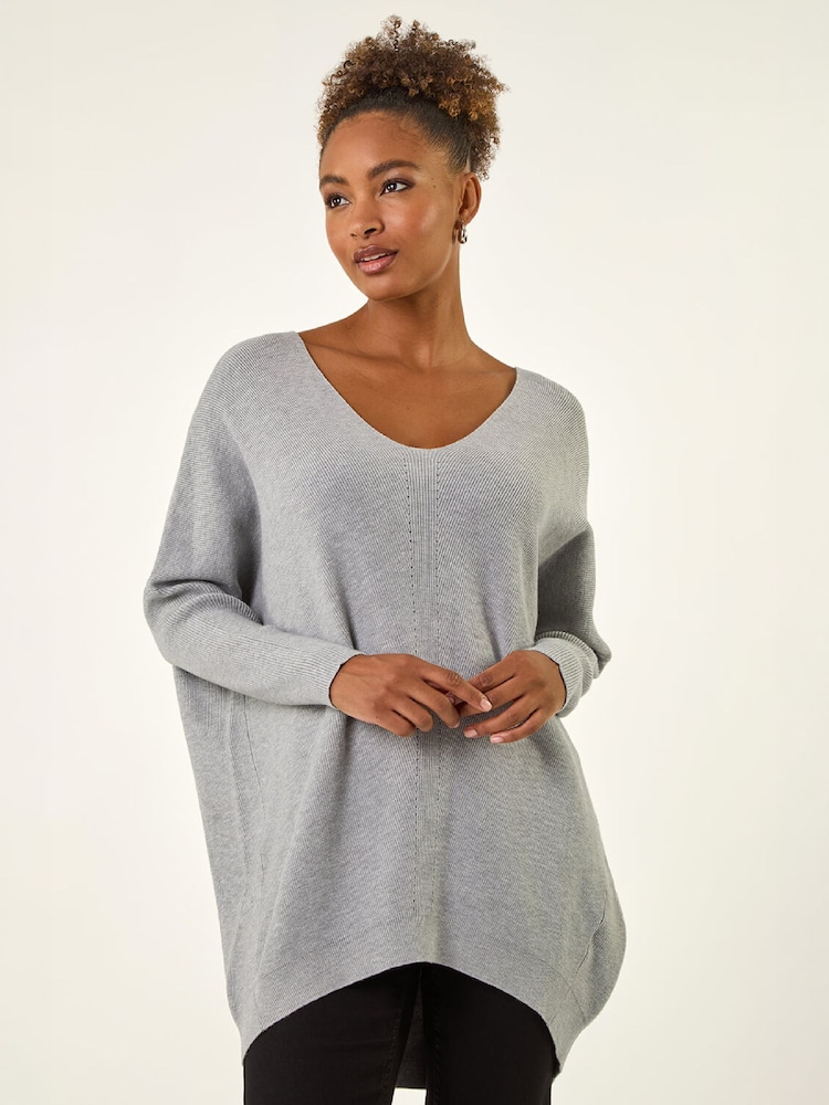 Roman Grey Animal Print Eyelet Back Knit Jumper - Image 4 of 4 Roman Grey Animal Print Eyelet Back Knit Jumper - Image 4 of 4