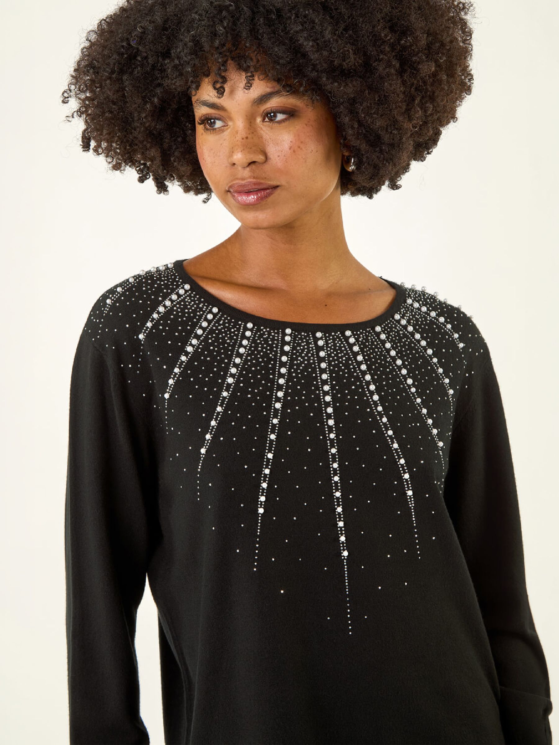 Roman Women's Black Embellished Knitted Jumper In - Image 3