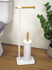 Showerdrape White Sonata Toilet Roll and Toilet Brush Holder - Image 1 of 3