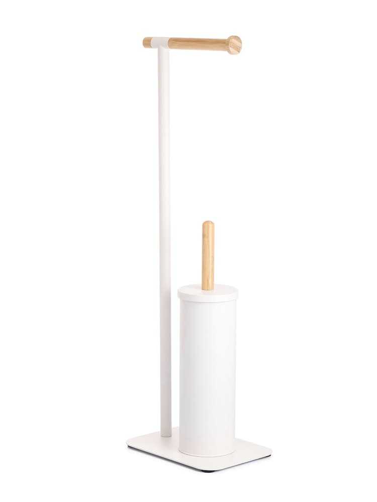 Showerdrape White Sonata Toilet Roll and Toilet Brush Holder - Image 3 of 3