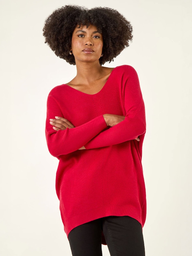 Roman Red Animal Print Eyelet Back Knit Jumper - Image 4 of 4 Roman Red Animal Print Eyelet Back Knit Jumper - Image 4 of 4