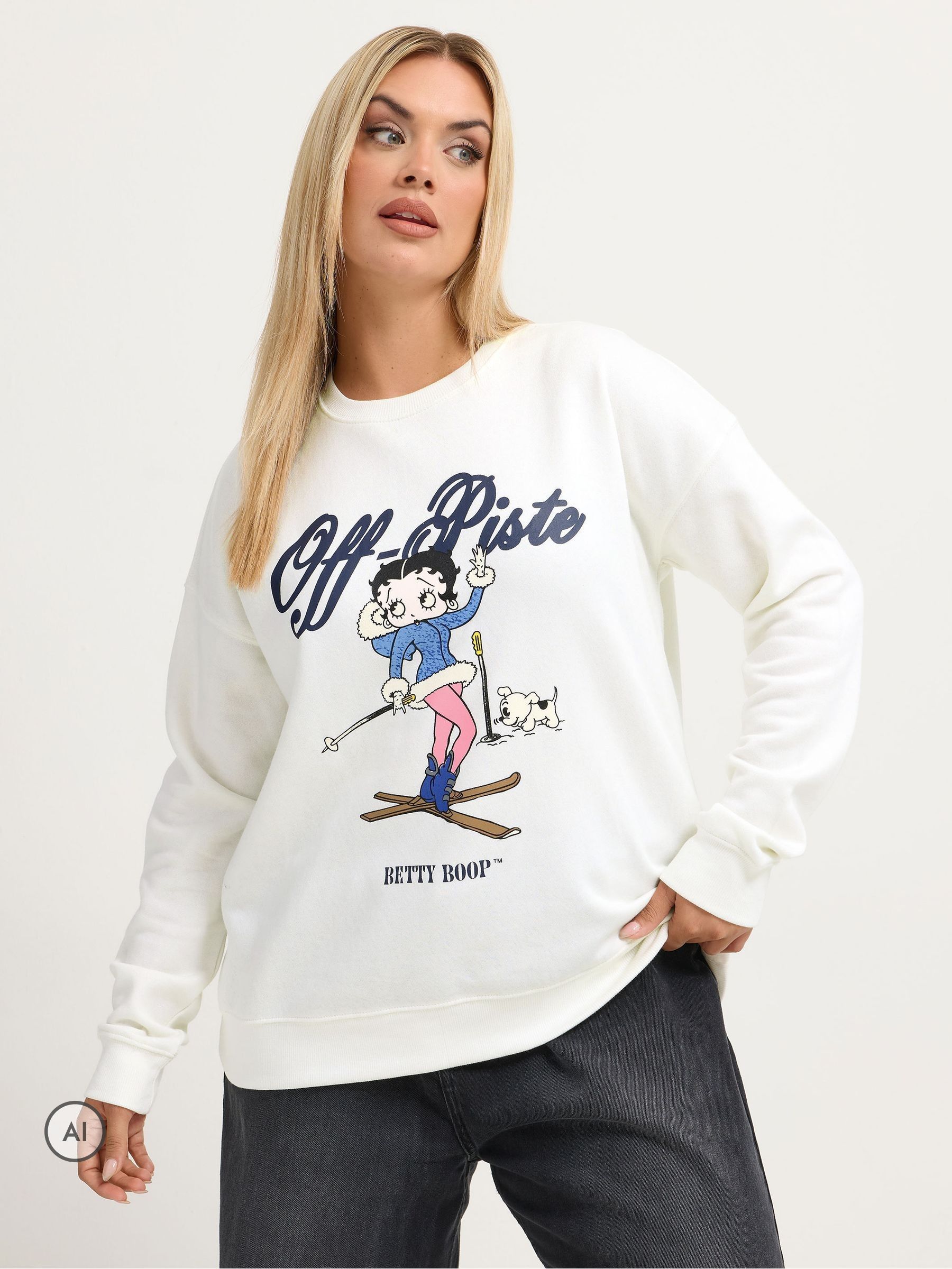 Yours Women's Betty Boop Sweatshirt in Cream | Size: 26-28 - Image 2
