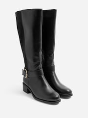 Yours Curve Black Stretch Panel Knee High Boots - Image 3 of 5