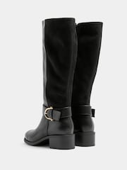 Yours Curve Black Stretch Panel Knee High Boots - Image 4 of 5