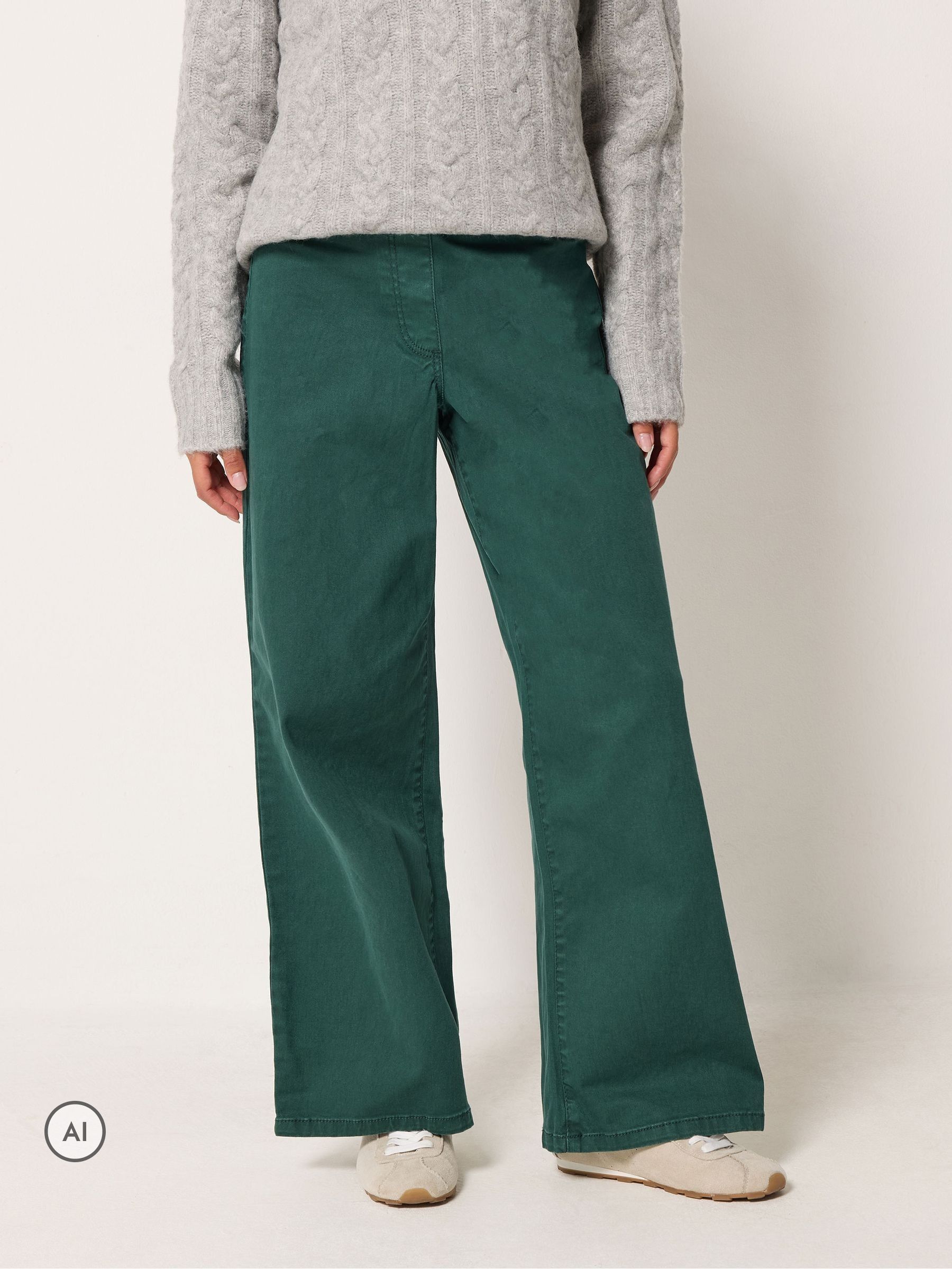 M & Co Women's Green Petite Wide Leg Jeggings