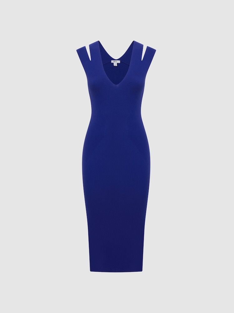 Reiss Purple Kara Knitted Double Strap Midi Dress - Image 2 of 5