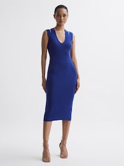 Reiss Purple Kara Knitted Double Strap Midi Dress - Image 3 of 5