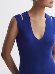 Reiss Purple Kara Knitted Double Strap Midi Dress - Image 4 of 5