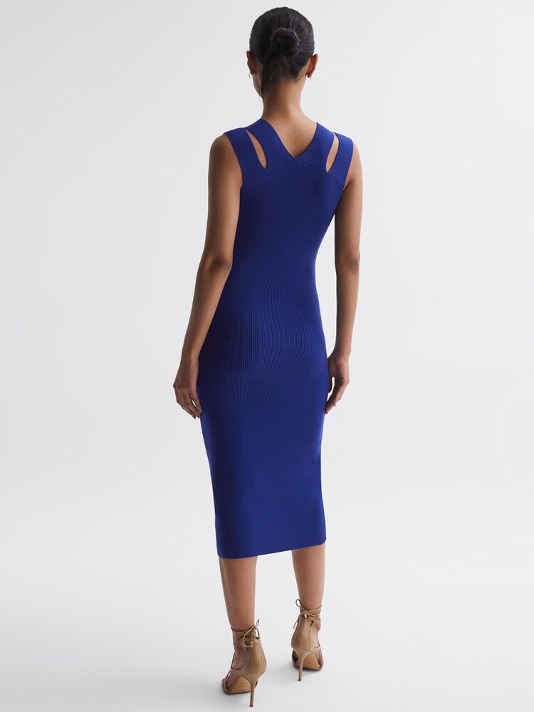 Reiss Purple Kara Knitted Double Strap Midi Dress - Image 5 of 5