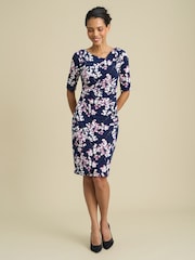 Gina Bacconi Pink Primrose Floral Print Jersey Dress - Image 1 of 4