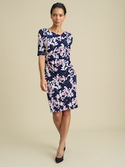 Gina Bacconi Pink Primrose Floral Print Jersey Dress - Image 3 of 4